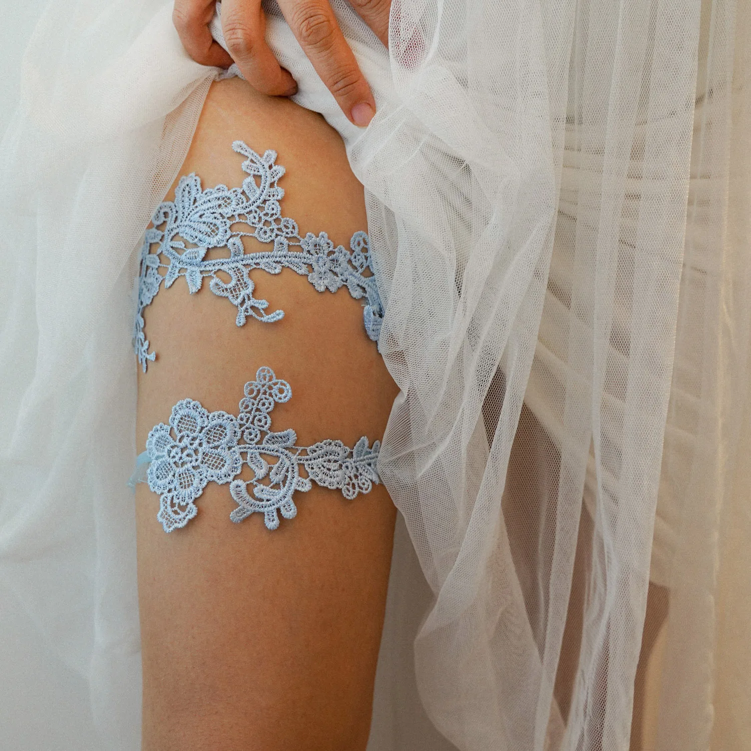 Sky Blue Wedding Garters Set L - огляд і ціна Garter Belt Set
