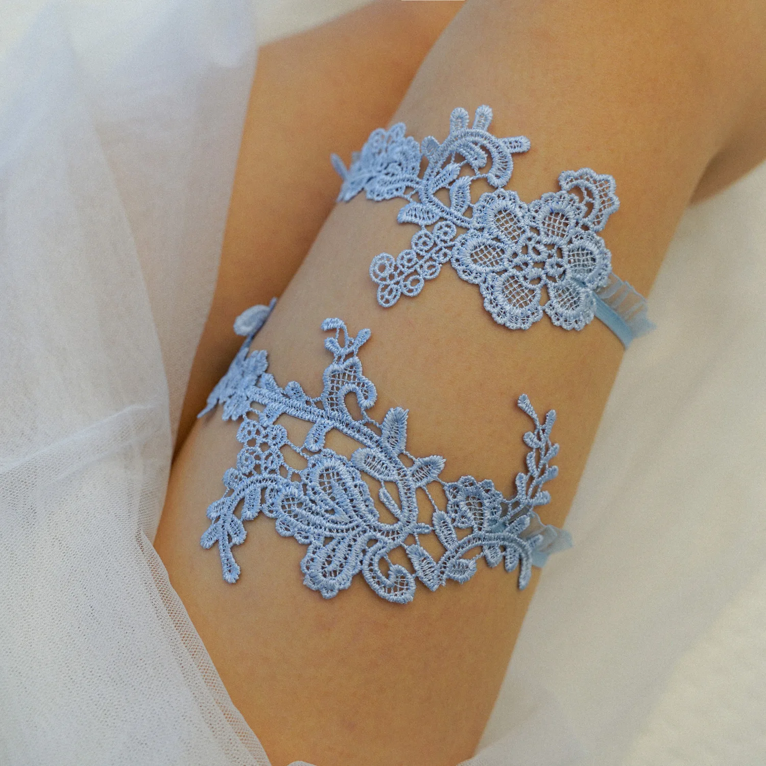 Sky Blue Wedding Garters Set L - огляд і ціна Garter Belt Set